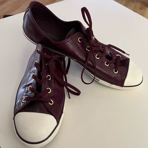 Converse Never Been Worn Burgundy Leather Sneakers